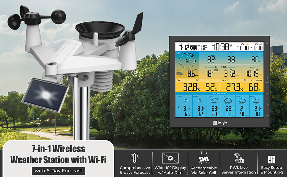 7-in-1 Wireless Weather Station with 6-Day Forecast Logia