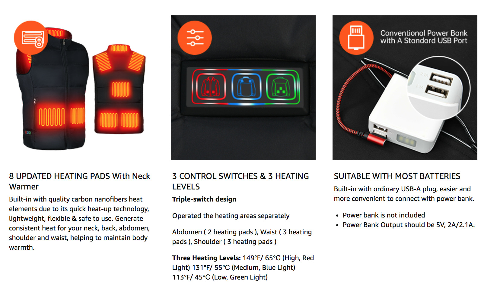 Heated Vest for Women Men, Smart Electric Heating Vest (Rechargeable uses Power Bank)