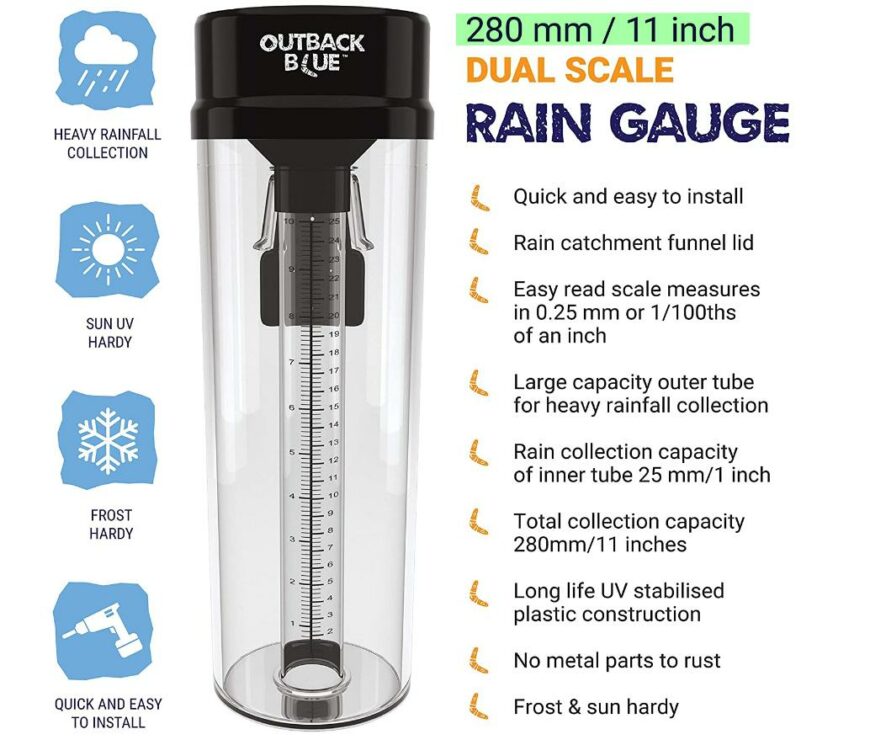 Large Outdoor 280mm Capacity Professional Rain Gauge with Mounting Bracket Buy Weather Stations South Africa Weather Shop