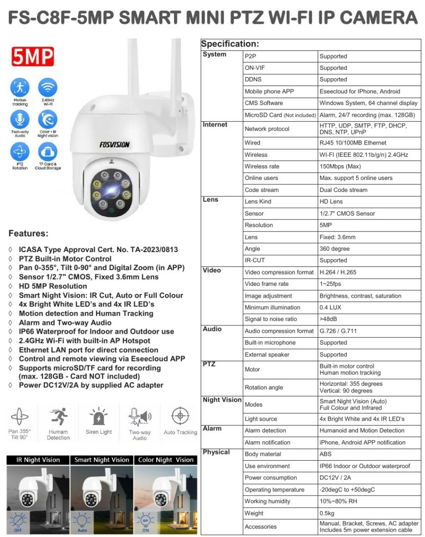 BEST 5MP Smart Mini PTZ WIFI/IP Camera Buy Weather Stations South Africa Weather Shop
