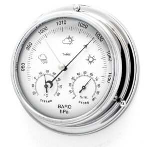 Hand-Made Chrome Barometer with Built in Hygrometer & Thermometer