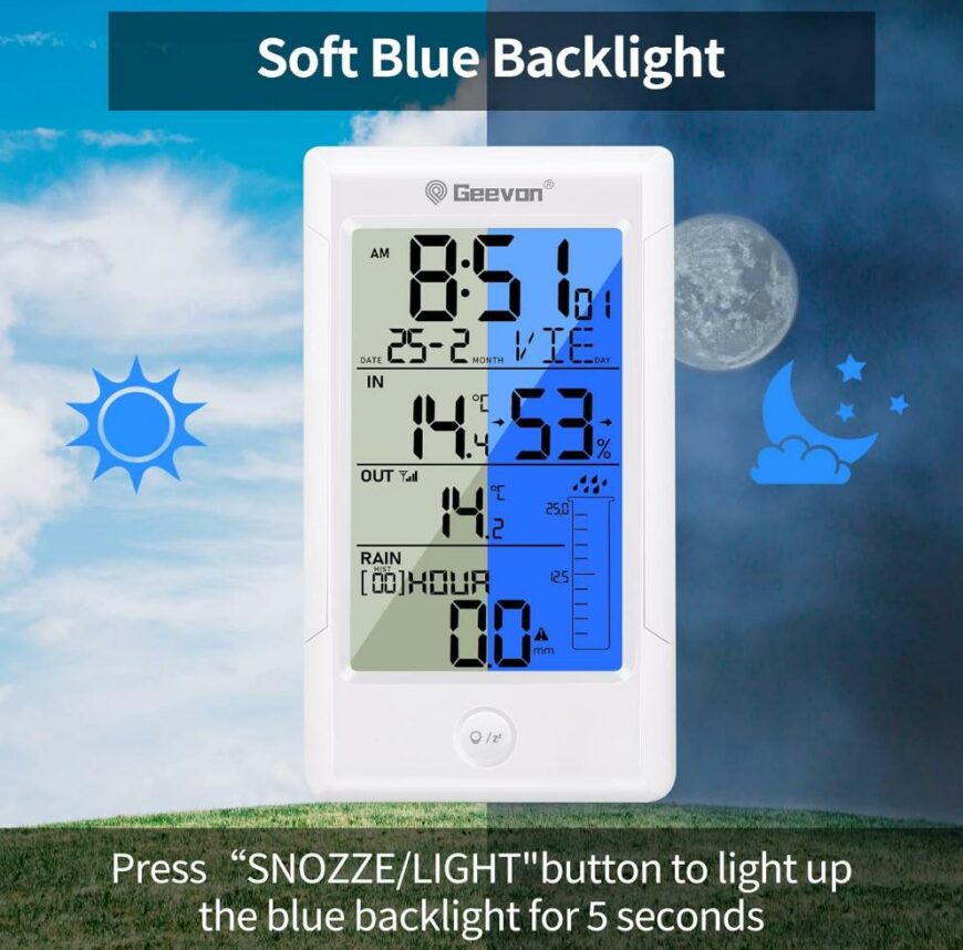 Wireless Digital Rain Gauge with Indoor Outdoor Temperature